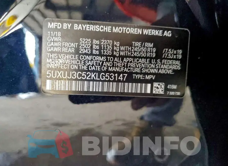 5UXUJ3C52KLG53147 Photo# 14
