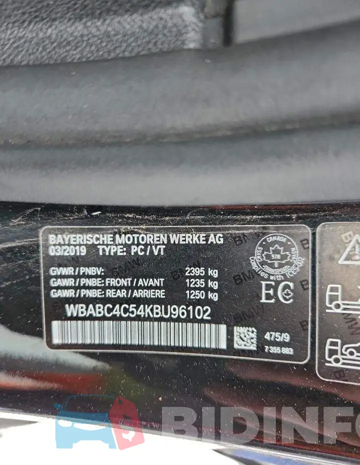 WBABC4C54KBU96102 Photo# 12