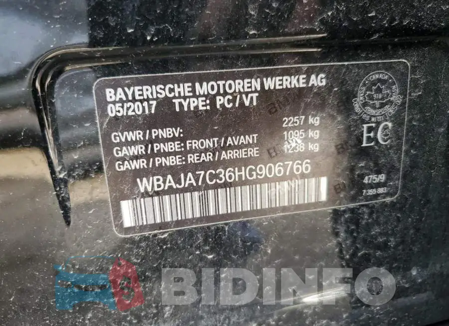 WBAJA7C36HG906766 Photo# 12