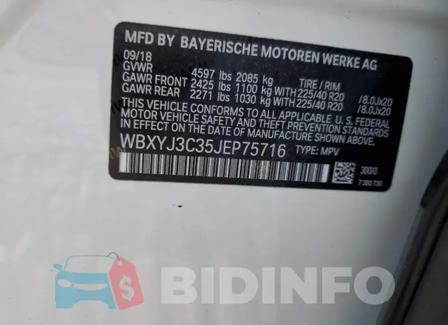 WBXYJ3C35JEP75716 Photo# 13