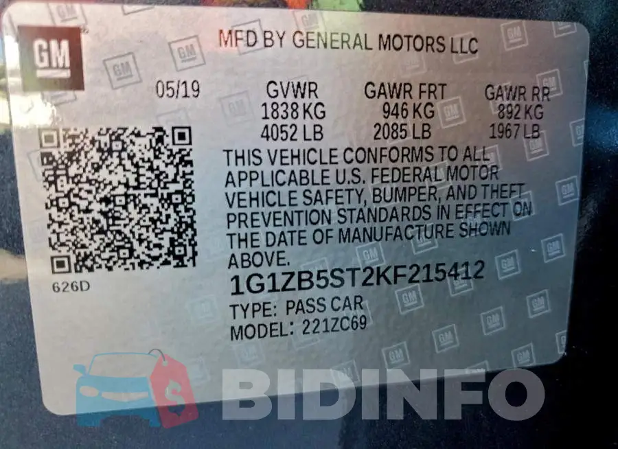1G1ZB5ST2KF215412 Photo# 12