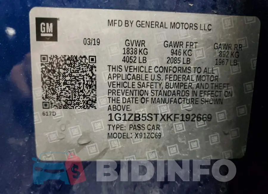 1G1ZB5STXKF192669 Photo# 13