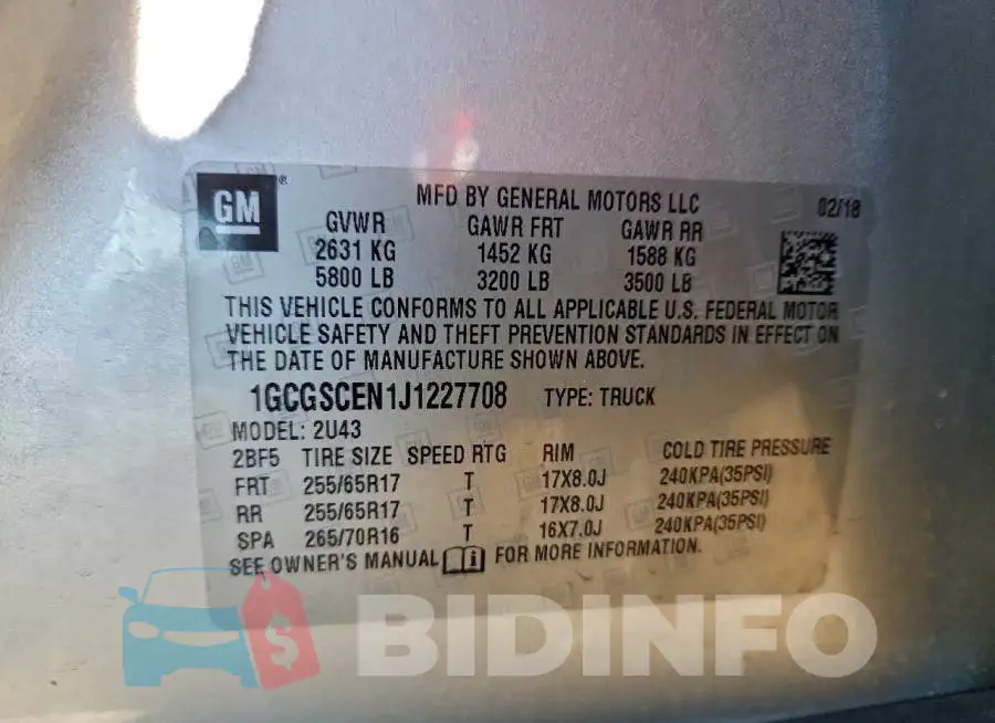 1GCGSCEN1J1227708 Photo# 12