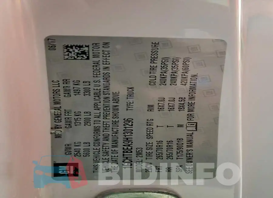 1GCHTBEA9H1301296 Photo# 12