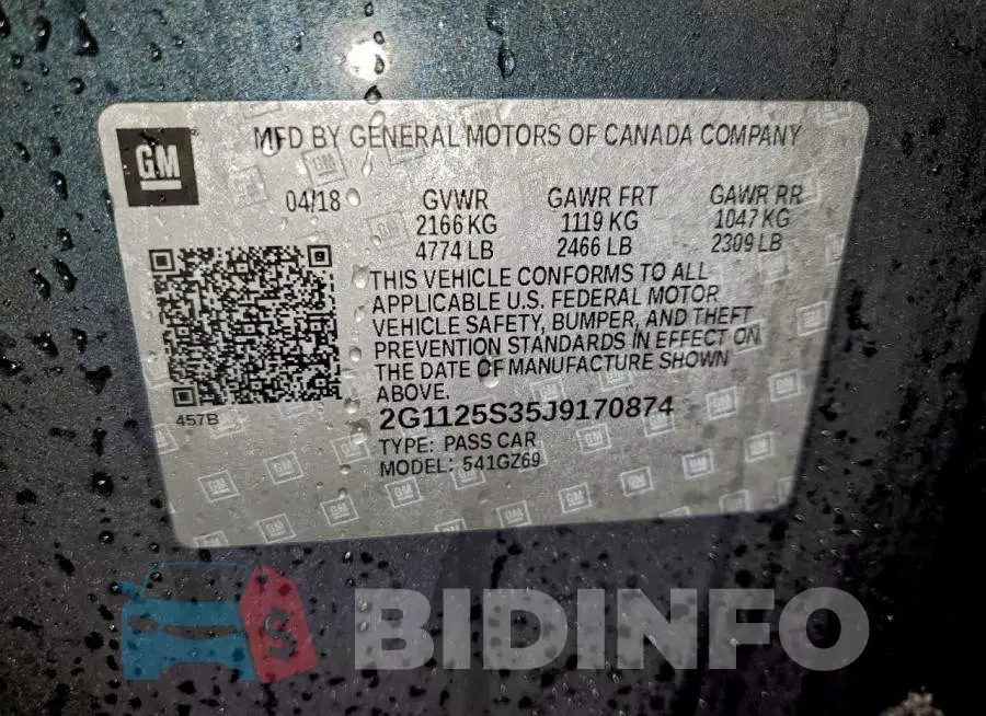 2G1125S35J9170874 Photo# 12