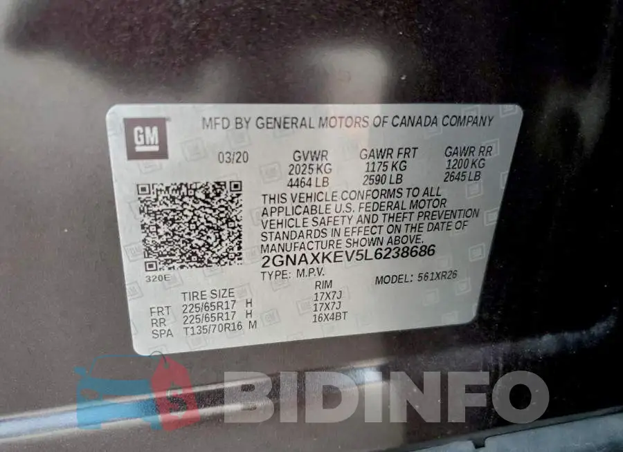 2GNAXKEV5L6238686 Photo# 13