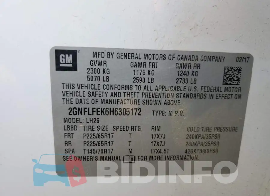 2GNFLFEK6H6305172 Photo# 12