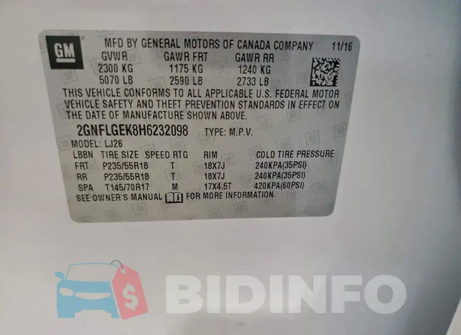 2GNFLGEK8H6232098 Photo# 13