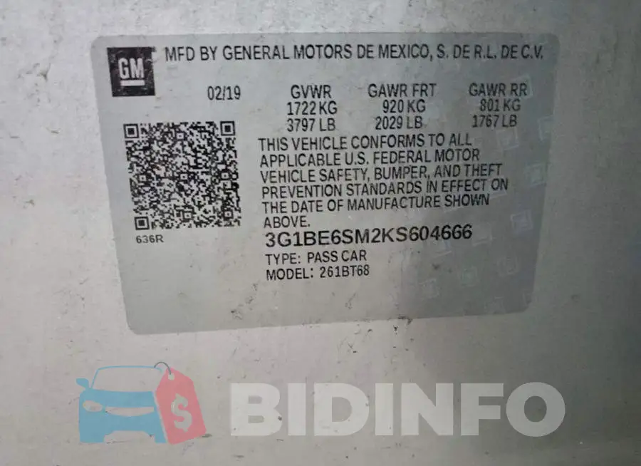 3G1BE6SM2KS604666 Photo# 12
