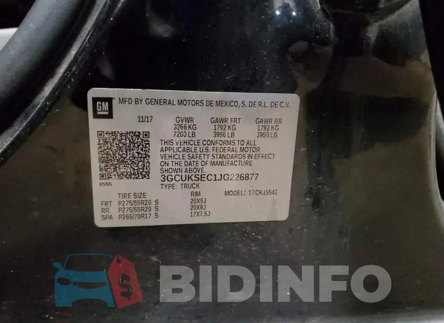 3GCUKSEC1JG226877 Photo# 12