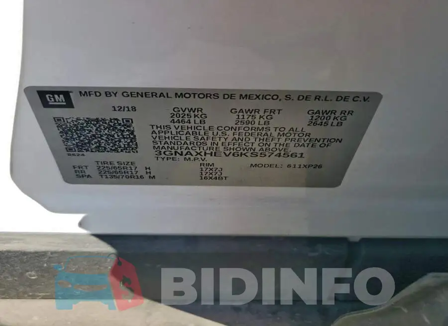 3GNAXHEV6KS574561 Photo# 13