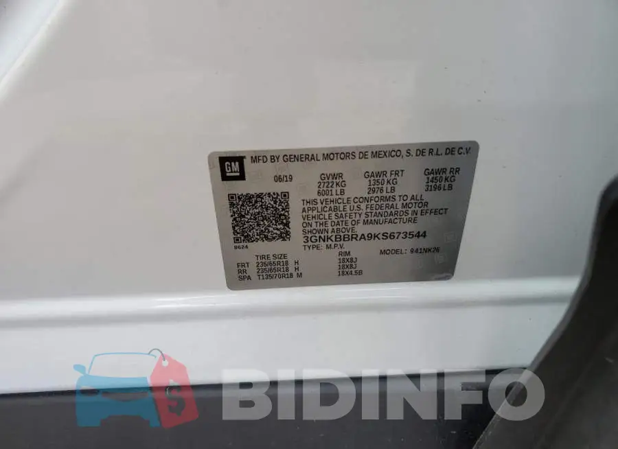 3GNKBBRA9KS673544 Photo# 13