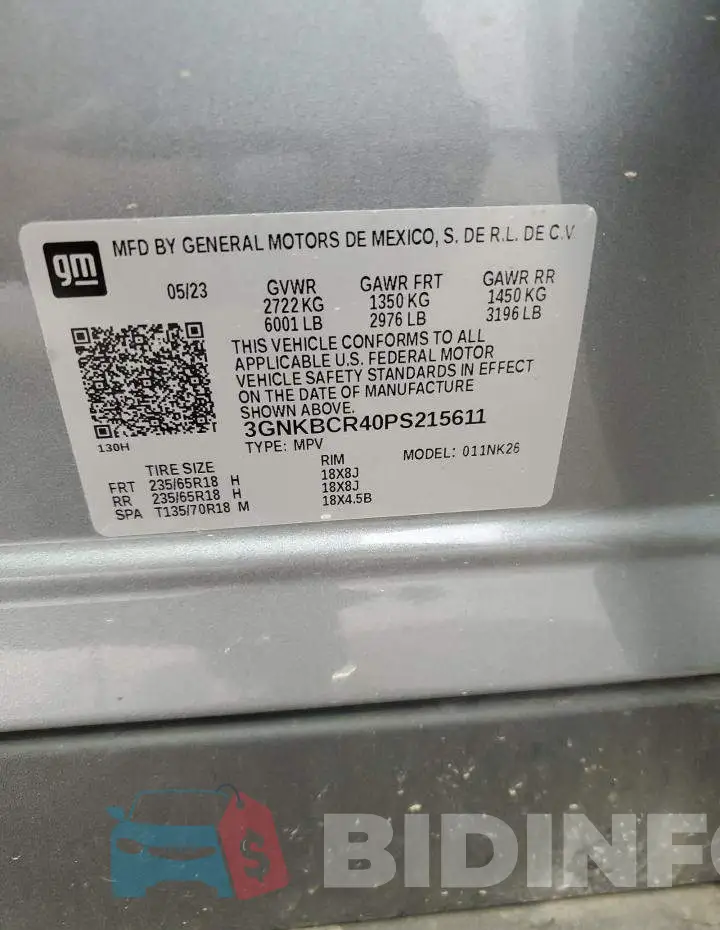 3GNKBCR40PS215611 Photo# 14