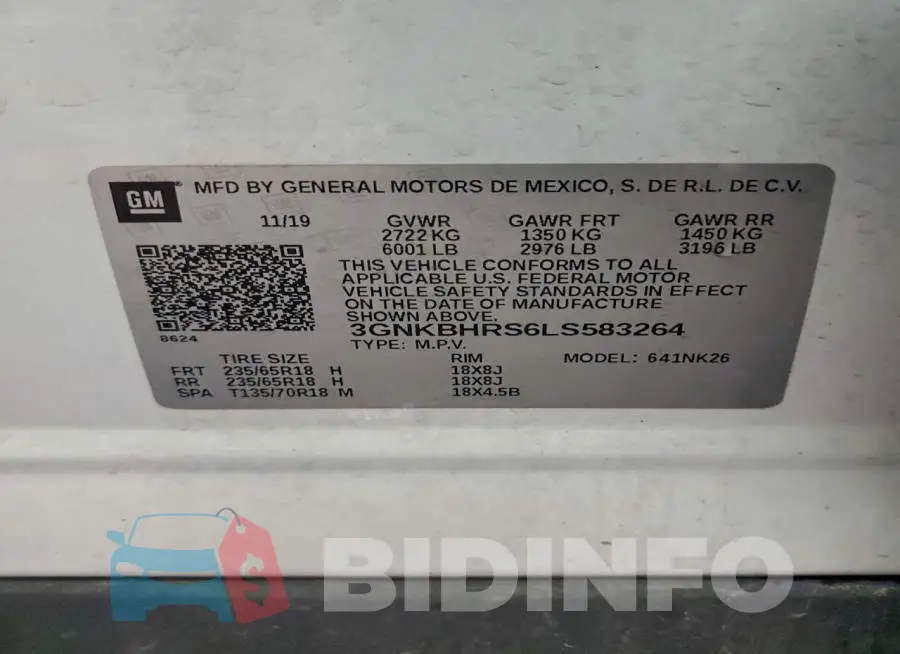 3GNKBHRS6LS583264 Photo# 13