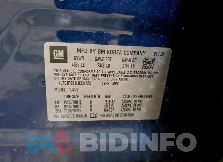 KL7CJPSB1LB331323 Photo# 14
