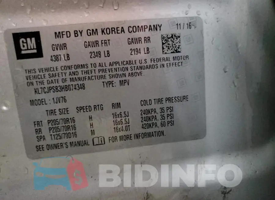 KL7CJPSB3HB074348 Photo# 13