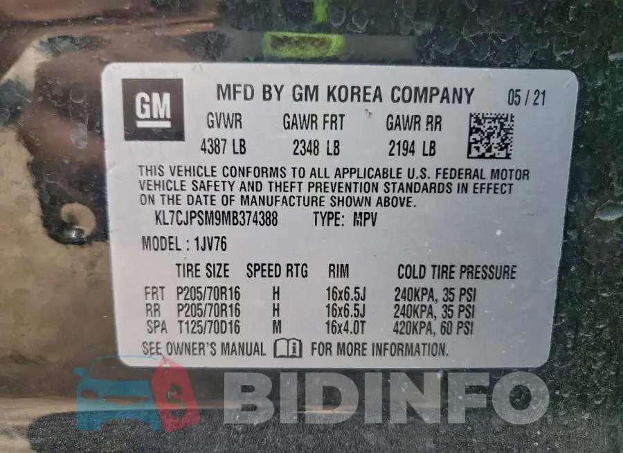 KL7CJPSM9MB374388 Photo# 13