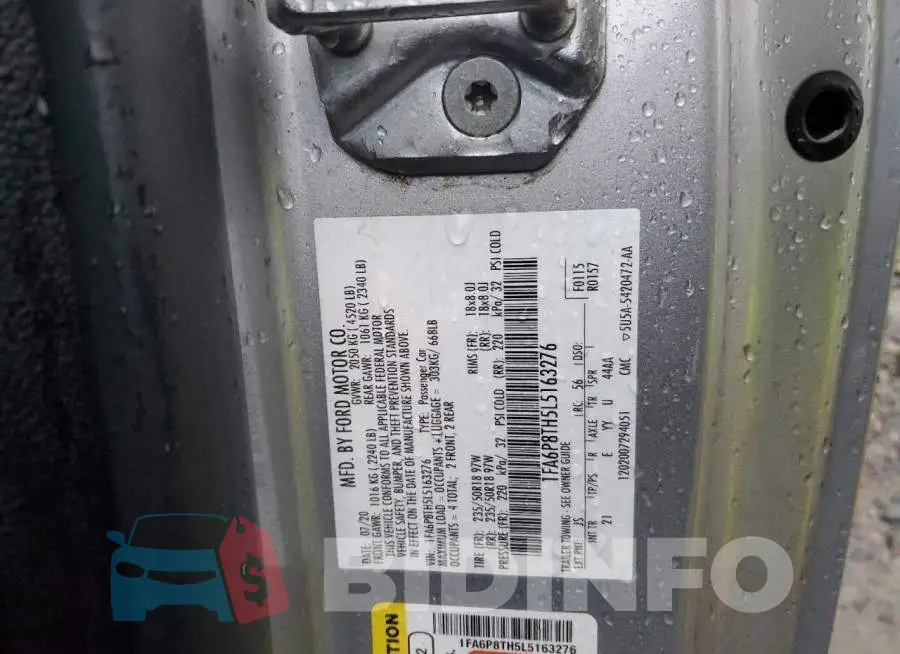 1FA6P8TH5L5163276 Photo# 12