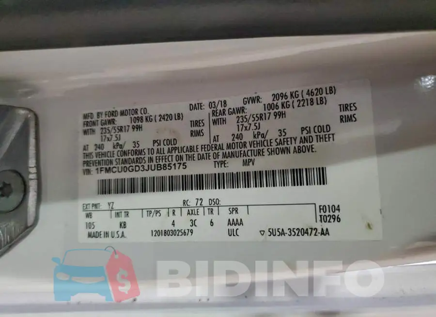 1FMCU0GD3JUB85175 Photo# 13