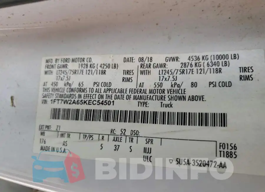 1FT7W2A65KEC54501 Photo# 12