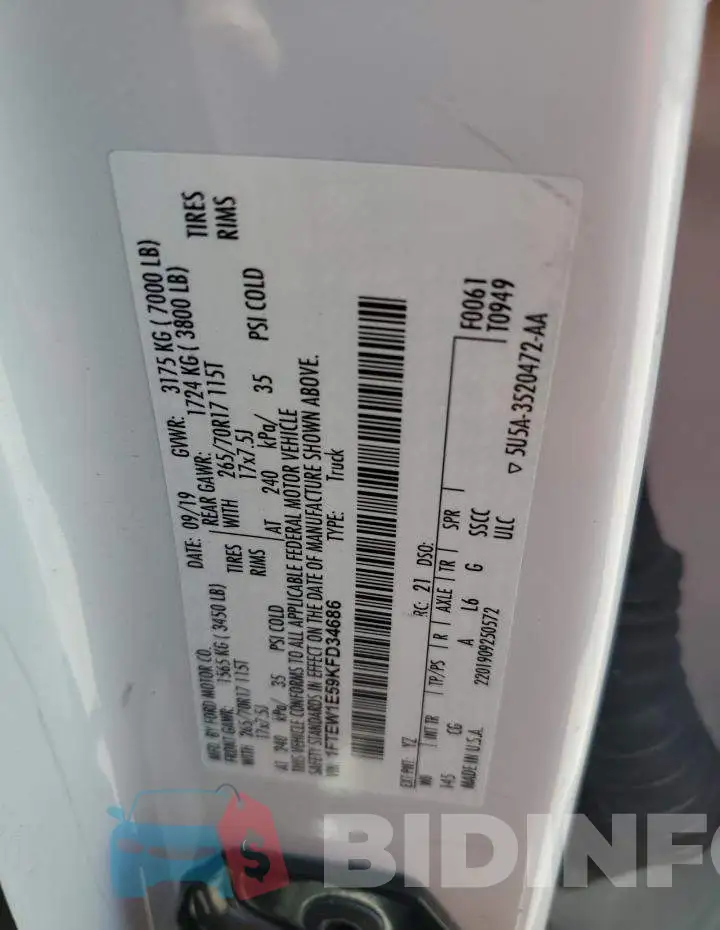 1FTEW1E59KFD34686 Photo# 12