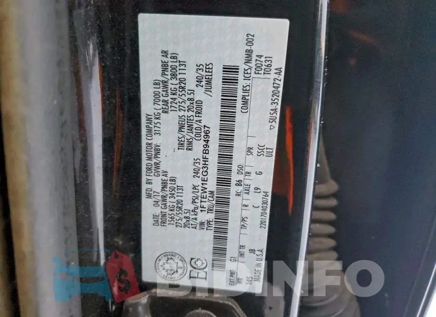1FTEW1EG3HFB94967 Photo# 12