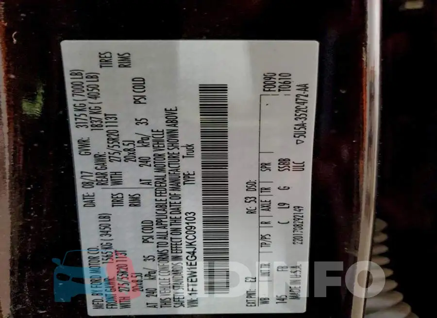 1FTEW1EG4JKC09103 Photo# 12