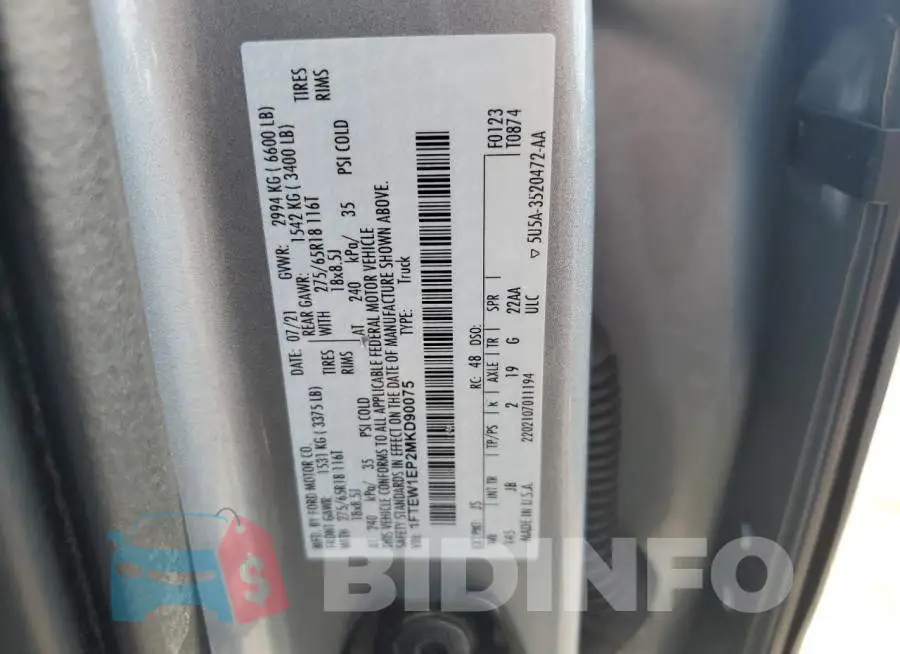 1FTEW1EP2MKD90075 Photo# 13