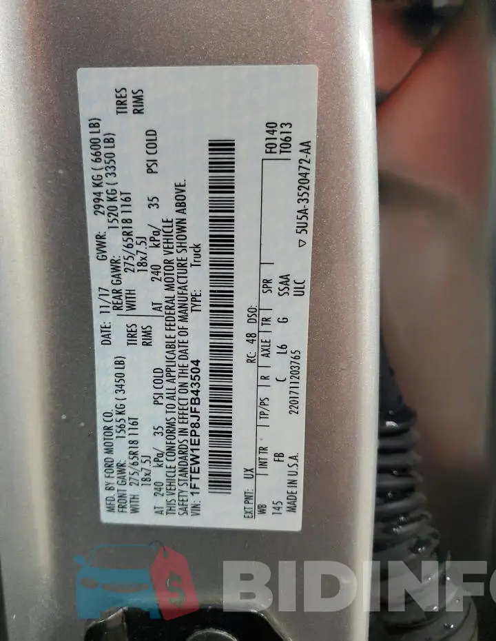 1FTEW1EP8JFB43504 Photo# 12