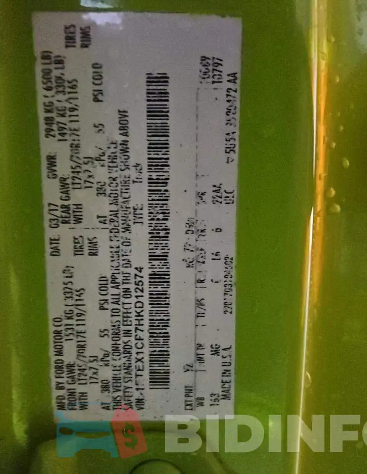 1FTEX1CP7HKD12574 Photo# 12