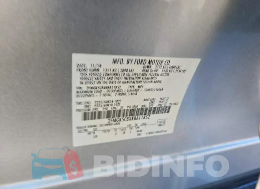 2FMGK5C8XKBA11852 Photo# 13