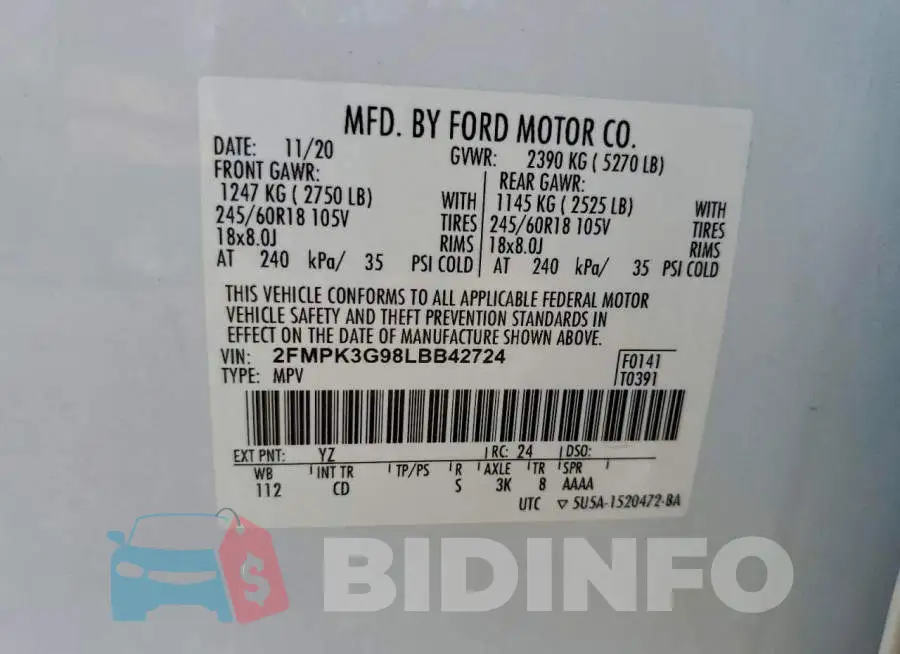 2FMPK3G98LBB42724 Photo# 13
