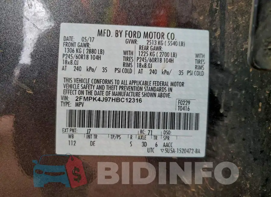 2FMPK4J97HBC12316 Photo# 13