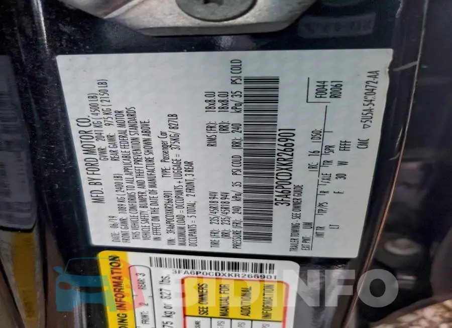 3FA6P0CDXKR266901 Photo# 12