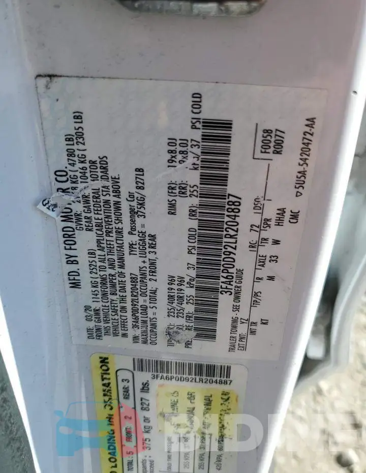 3FA6P0D92LR204887 Photo# 12