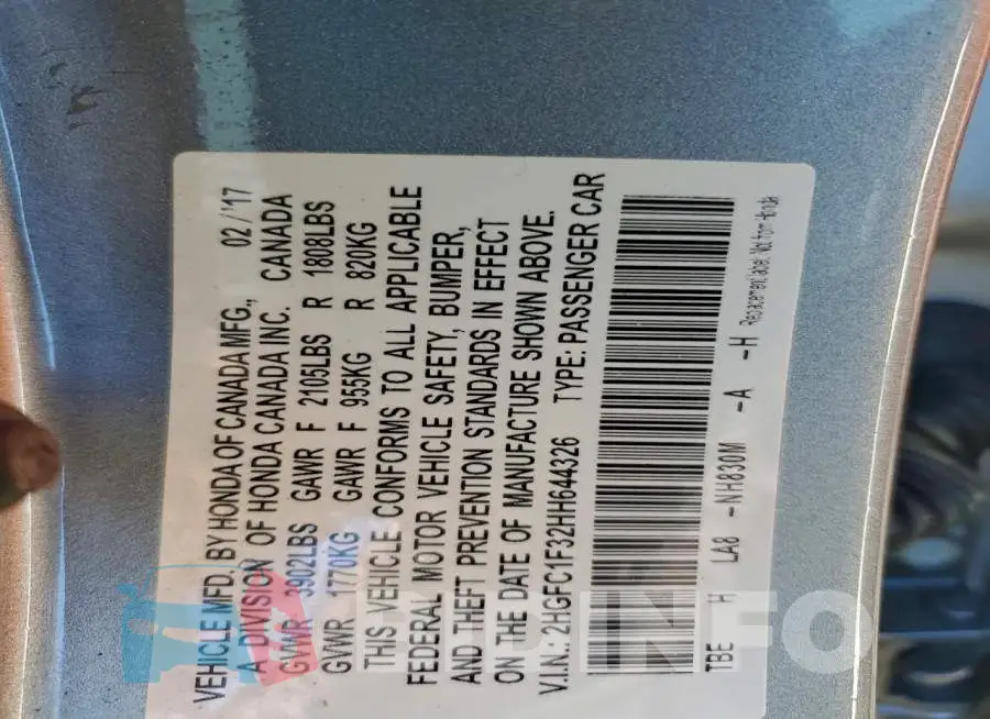 2HGFC1F32HH644326 Photo# 12