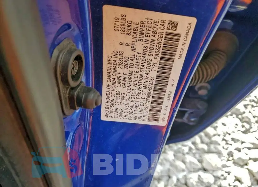 2HGFC2F66KH578564 Photo# 12