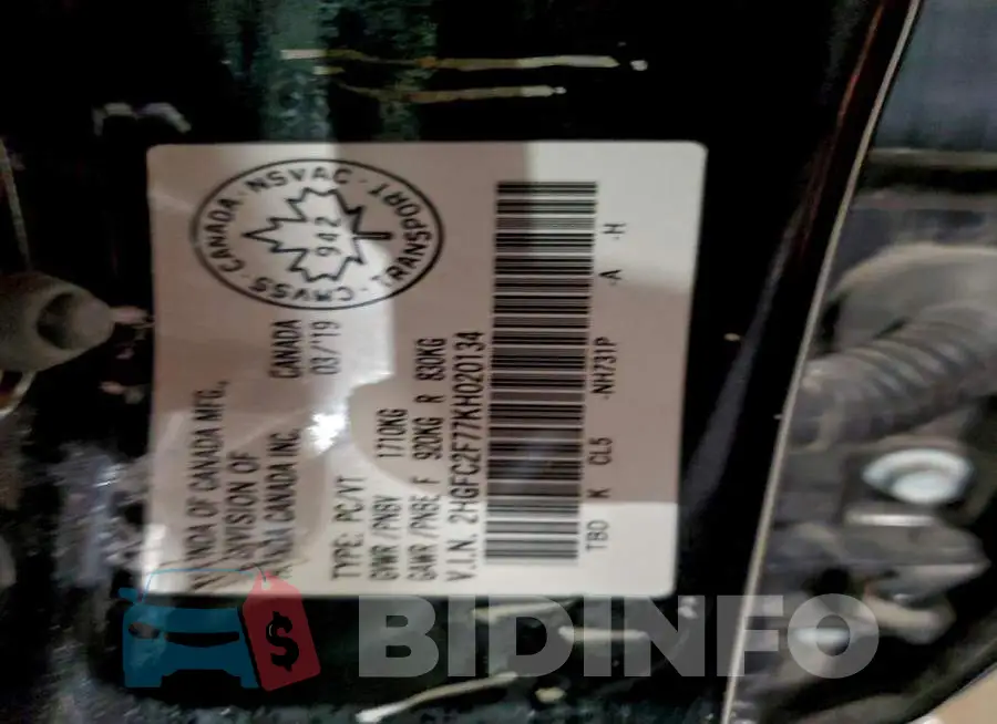 2HGFC2F77KH020134 Photo# 12