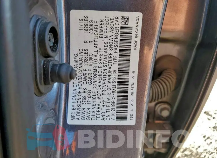 2HGFC2F8XLH513235 Photo# 13