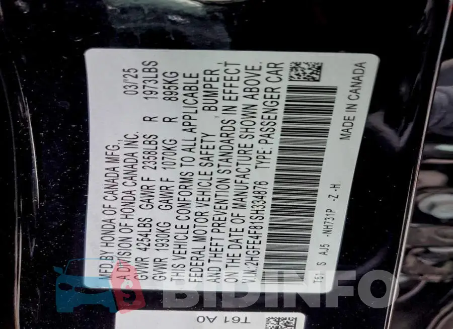 2HGFE4F81SH334876 Photo# 12