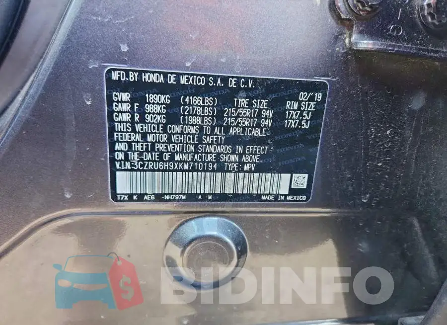 3CZRU6H9XKM710194 Photo# 12