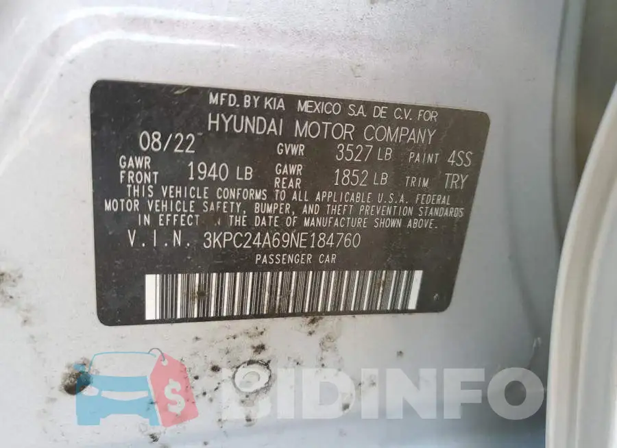 3KPC24A69NE184760 Photo# 12