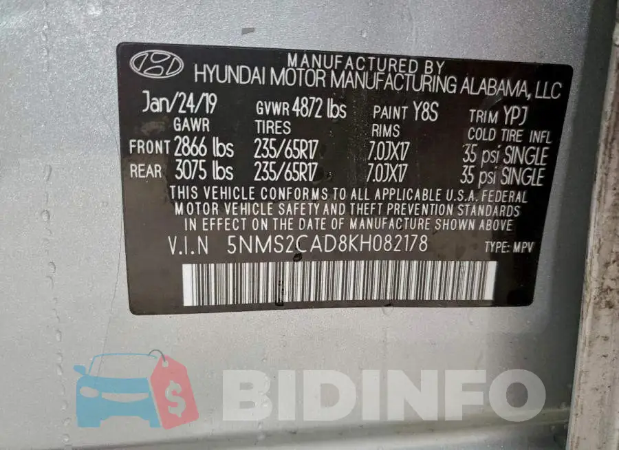 5NMS2CAD8KH082178 Photo# 13