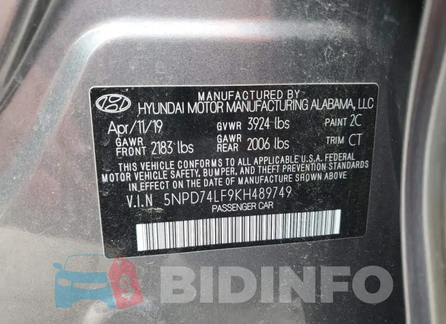 5NPD74LF9KH489749 Photo# 12