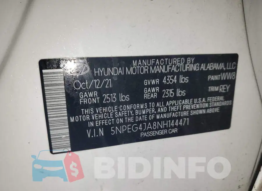 5NPEG4JA8NH144471 Photo# 12