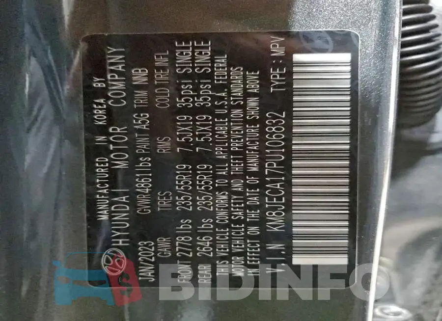 KM8JECA17PU106832 Photo# 14