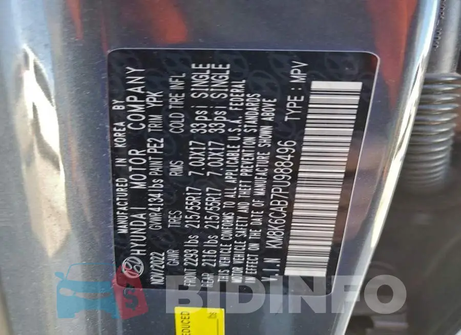 KM8K6CAB7PU988496 Photo# 14