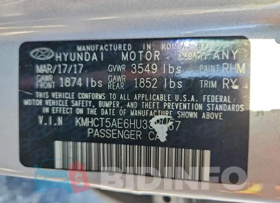 KMHCT5AE6HU336067 Photo# 12