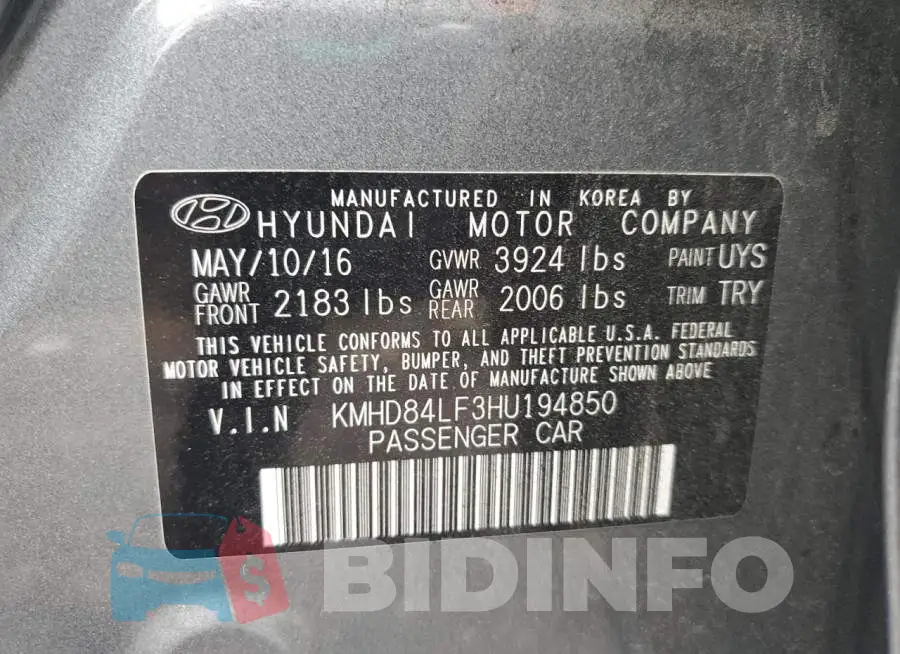 KMHD84LF3HU194850 Photo# 12