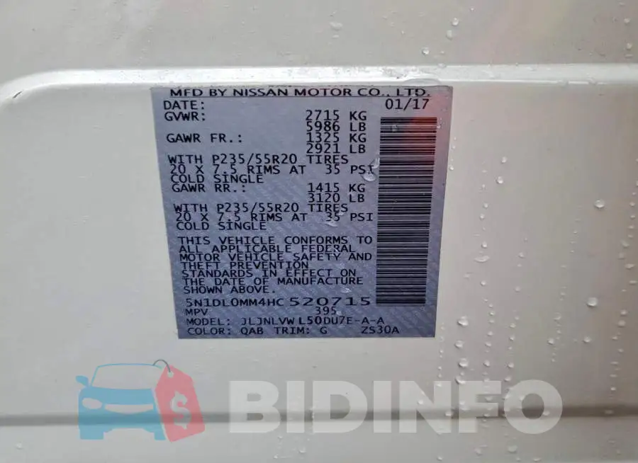 5N1DL0MM4HC520715 Photo# 13